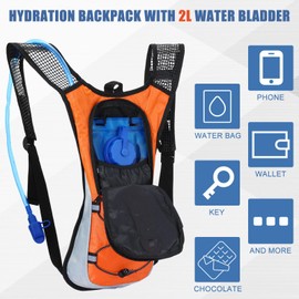 Chunful 4 Pack Hydration Backpack with 2L Water Bladder Hydration Pack Backpack Lightweight Water Backpack Outdoor Water Backpack for Men Women Running Cycling Climbing (Orange Red Blue Green)