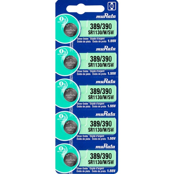 Murata 389/390 Battery SR1130/W/SW 1.55V Silver Oxide Watch Button Cell