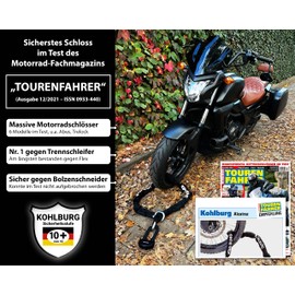 KOHLBURG 13 lbs Massive Motorcycle Security Chain Lock - 5 ft Long with Our Highest German Security Level 10plus of 10 - Heavy Duty Steel Chain 0.5" - Anti Theft Lock for Motorcycle Scooter & Ebike