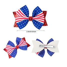 HLLMX 2 PCS Patriotic American Flag Hair Clips Glitter Patriotic Independence Day Alligator Hair Pins Hair Accessories Baby Teen Girl Stuff Butterfly Toddler Hair Clip Decor for Girls Women