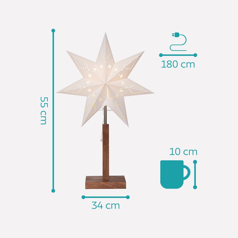 EGLO Table Lamp with Poinsettia, Decorative Star Illuminated Made of