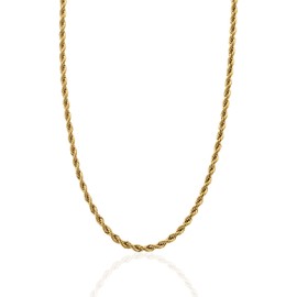 CRAFTD | Gold Rope Link Chain | Durable 18K Gold & 316L Stainless Steel | Waterproof, Heat & Sweat Resistant | Gifts for Men, Mens Jewelry | Size 5MM | Length 23.5”