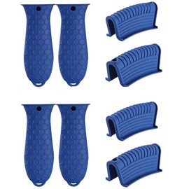 8 Pieces Silicone Hot Tool Holder Heat Resistant Potholder Cookware Handle Non Slip Rubber Pot Holders Handles Grip Covers for Cast Iron Skillet Silicone Cooking Kitchen Suits (Blue)