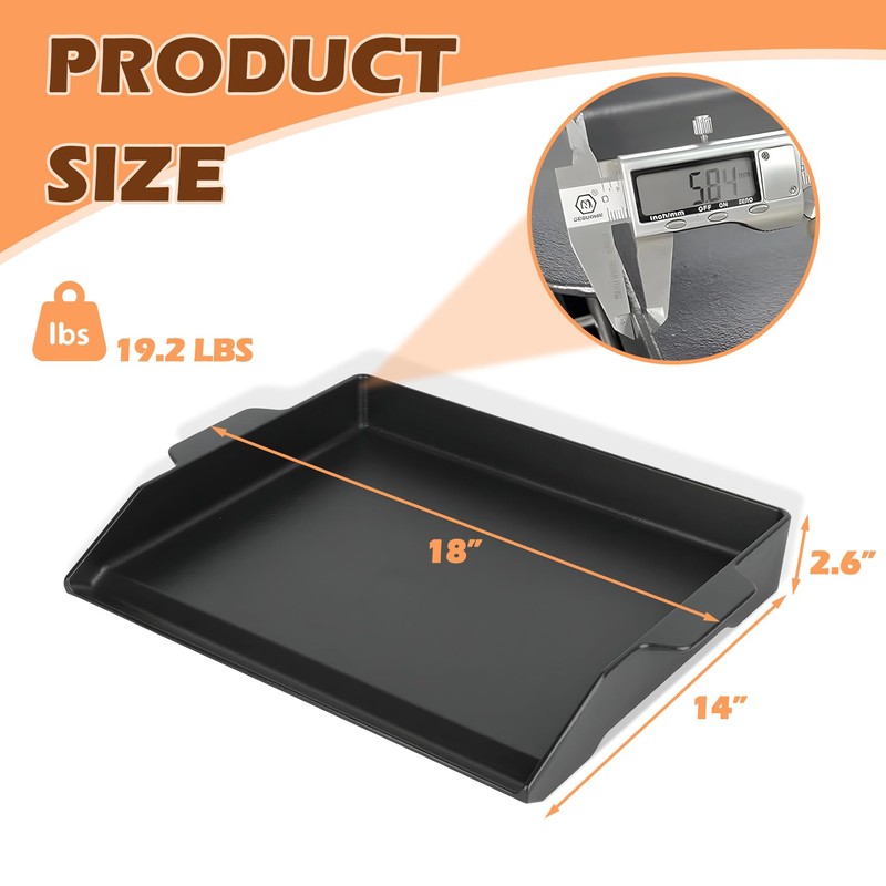 MOASKER Universal Cast Iron Griddle 18.6" x 14", Pre-Seasoned Nonstick