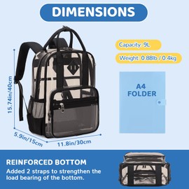 Clear Backpack for Stadium Events Kids Clear Bookbag for Girls Boys Elementary School Heavy Duty PVC Small Transparent Backpack, Semi Black