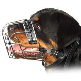 PetriStor Metal Muzzles for Dog Rottweiler Wire Basket Adjustable Leather Straps Leather Adjustable