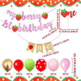 JeVenis My Berry First Birthday Banner Party Decoration Strawberry 1st Birthday Decorations Berry Sweet One Party Balloons