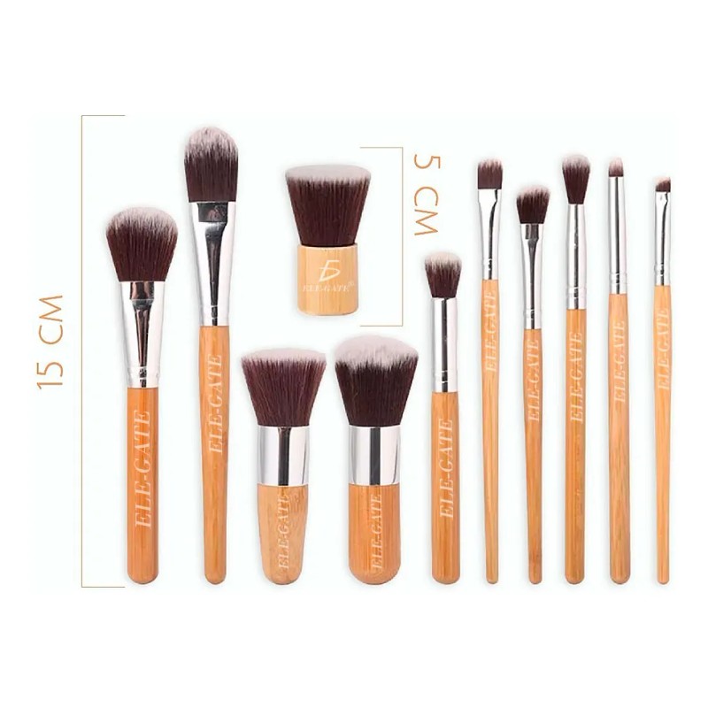Set 11 Brochas Maquillaje Orgánicas Ecológicas Profesional Alta Calidad Color