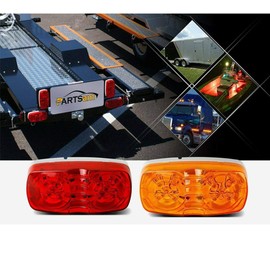 Trailer Marker LED Light 10 Pack Double Trailer Side Marker LED Light Bullseye 10 Diodes Lamps Red/Amber for Truck RV Boat Camper Trailers Pickups Jeep(5 Red & 5 Amber)