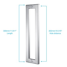 TOGU TG-6013 12 inches Solid Standoffs Heavy-Duty Commercial Grade-304 Stainless Steel Push Pull Door Handle/Barn Door Pull Handle/Glass Pulls, Mirror Polished Chrome Finish