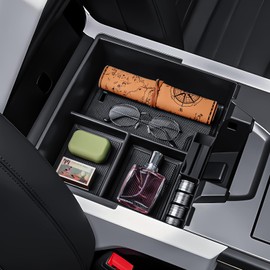 HGWEI Center Console Organizer Compatible with 2022-2026 GMC Hummer EV Accessories, Hummer EV Pickup/SUV Middle Armrest Storage Box Interior Compartment Insert Tray Coin Holder (Black)