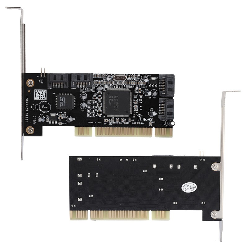 PCI 16X to 4-port SATA Riser Card 5Gbps Sil3114 Master