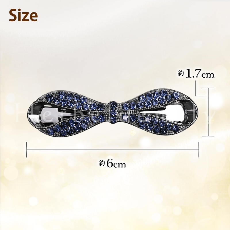 Herbeluemily Barrette, Secure, Small, Bijou Ribbon, Hair Clip, Stylish, Adult,