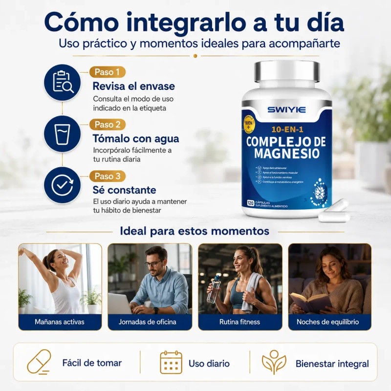 Swiyie Magnesio Complex Uso Diario Bienestar Para Adultos