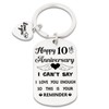 LHPYQ Happy 10th Anniversary Keychain Gifts for Him Her, 10