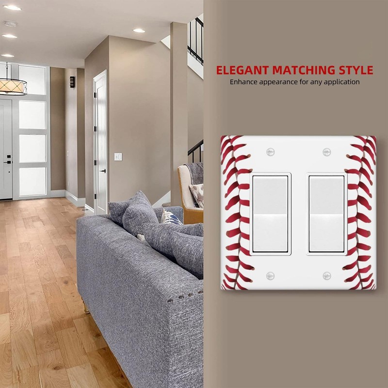 Spshian Outlet Covers Baseball Sports Cool Red White 2 Gang