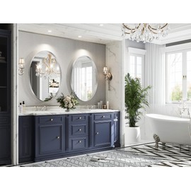 Brightify Silver Oval Mirror for Bathroom 24x36 Inch, Oval Vanity Mirror Silver Metal Frame, Modern Wall Mirror for Bedroom Living Room Farmhouse Fireplace Entryway, Hangs Horizontal or Vertical