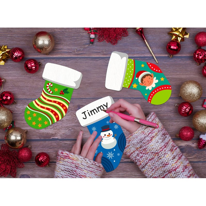 SICOHOME Christmas Cut-Outs for Classroom 4"x6" Assorted Xmas Stocking Cut-Outs