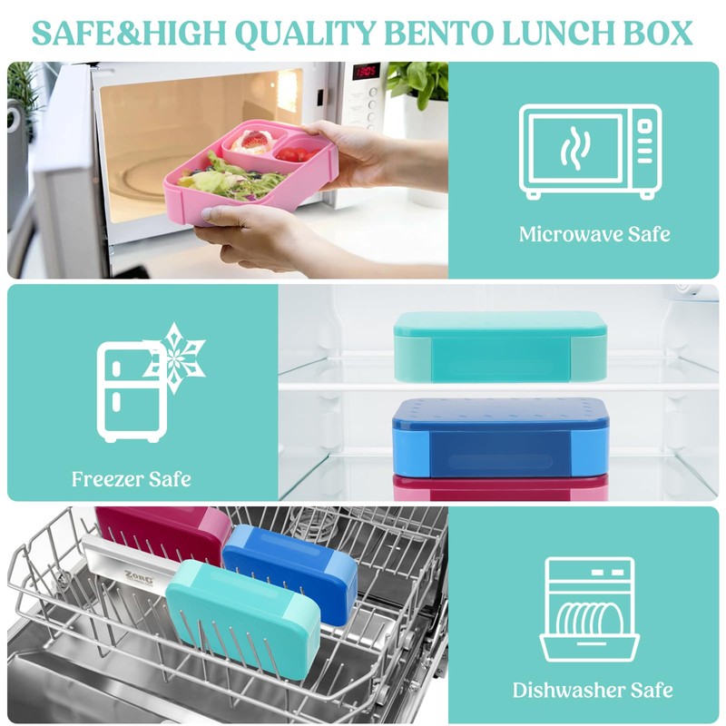 LEIKEEGO Lunch Box Kids,Leak-Proof Bento Lunch Box with Compartments for