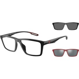 Emporio Armani Ea4189u - Marco universal para anteojos graduadas con dos clips intercambiables para el sol rectangulares