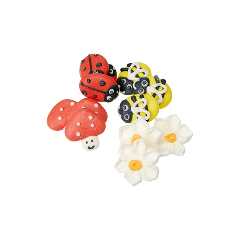 Culpitt Bee, Ladybird, Mushroom & Daisy Sugar Decorations, Spring Themed