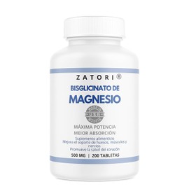 Bisglicinato de Magnesio mejor absorcin 500 mg 200 tabletas de mxima potencia, 200 das de suministro                                                  