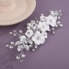 Teyglen Flower Bride Wedding Hair Clips Silver Leaf Crystal Hair
