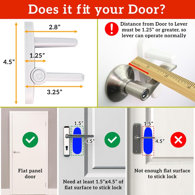Door Lever Lock (3 Pack) Prevents Toddlers from Opening Doors.