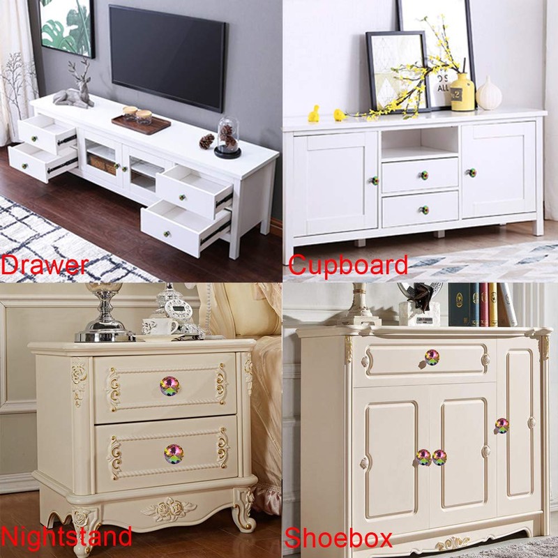 Starworld 10 Pieces Colorful Drawer Knobs, Crystal Glass Door Pull