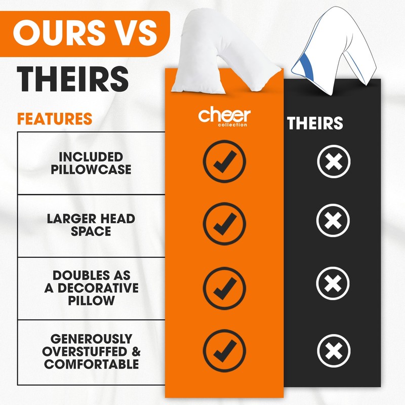 Cheer Collection Down Alternative V Pillowcase – Soft V-Shaped Pillow