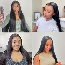 ZCORGDHAIR Straight Lace Front Wigs Human Hair 13x6 HD Transparent Lace Front Human Hair Wigs Human Hair Wig Glueless Wigs Human Hair Pre Plucked Pre Cut Straight Lace Front Wigs (30in)