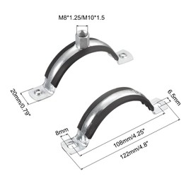 sourcing map 75mm Rigid Pipe Strap Clamps, Carbon Steel Pipe Bracket Tube Clip M8/M10 Nut Size for Water Tube Pipe 1 Pcs