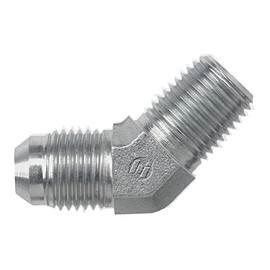 Brennan Industries 2503-08-08-FG Forged Steel 45 Degree Elbow Adapter, 3/4"-16 SAE x 1/2"-14 NPTF Thread, 1/2" Male JIC x 1/2" Male NPTF, 0.875" Flats