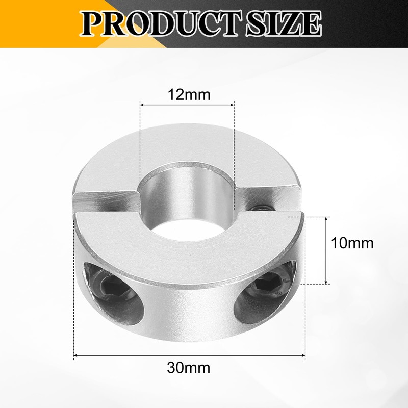 sourcing map 6 Pcs Double Split Shaft Collar, 12mm Bore