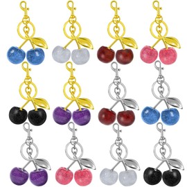 12 Pcs Glitter Cherry Bag Charm Set - Stylish Keychain for Women