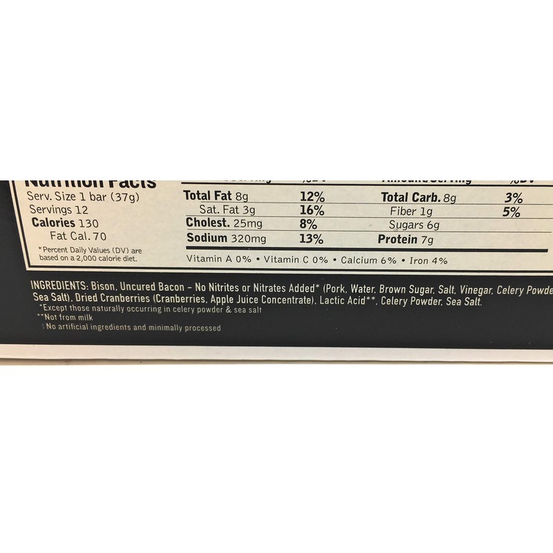 EPIC PROVISIONS Bacon Cranberry Bison Bar 12 Count, 1.3 OZ
