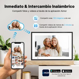 AEEZO Digital Picture Frame WLAN 10.1 Inches, 1280 x 800 IPS Touchscreen Electronic Photo Frame, 32GB Memory, Automatic Rotation, Supports Micro SD Card