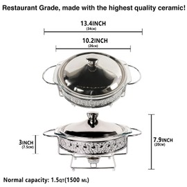 jinsongdafa Casserole Dish 10.2" x 9"Glass Baking Dish with Stainless steel Lid and rack, Silver round 1.5 Qt Baking Pan For Casserole & Lasagna, Microwave Dishwasher Freezer Oven Safe