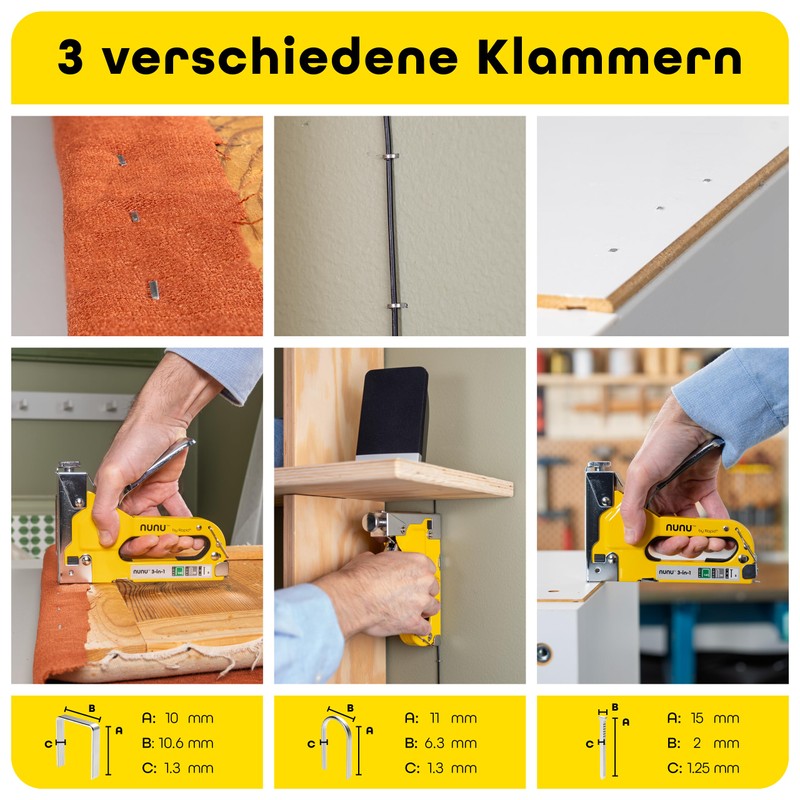 Rapid Rapid NUNU 3-in-1 Handtacker, Set mit 3.000 Klammern und