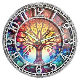 WANGIRO Tree of Life Wall Clock 12inch Silent Movement Clock Precise Timekeeping Wall Clock Ideal for Living Rooms Bedrooms Offices for Home Decor Enthusiasts Antique Silver