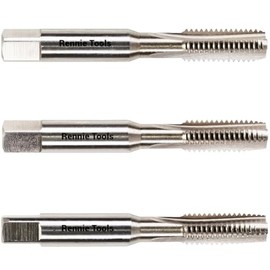 Rennie Tools - M12 x 1.75 HSS Metric Hand Tap Set. Includes 3 Pieces - 1st, 2nd & 3rd Cut (Taper Tap, Middle Tap, Bottom Tap (Plug Tap)) High Speed Steel for Threading Holes. 12mm Metric Tap Set