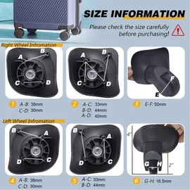 Luggage Wheels Replacement for Suitcase, Pack of 2 Suitcase Wheels, Replacement Wheels for Suitcase Repair, 360° Rotating Suitcase Replacement Wheels with 4 Mounting Holes L041-S