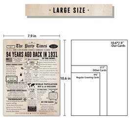 Ziwenhu Large 94th Birthday Gifts Card for Grandma Granddad,Cheers to 94 Years Old Birthday Card Decorations for Men Women,Funny 94th Birthday Greeting Cards for Dad Mom