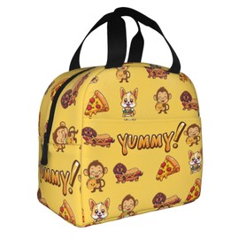 Yudchen Cute Corgi Lunch Box Insulated Lunch Bag for Kids Reusable Cooler Lunch Tote Bag for Girls Boys Students School Picnic Travel, wjoy-box15