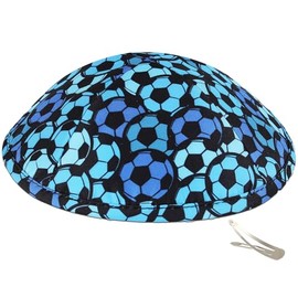 Zion Judaica Designed Soccer Kippah for Adults and Kids Sports Kipah Printed Kippot Favorite Hobby Yamaka with Clips Theme Yarmulke for Bat/Bar Mitzvah Wedding Bris Souvenir Yamukas Jewish Skullcaps