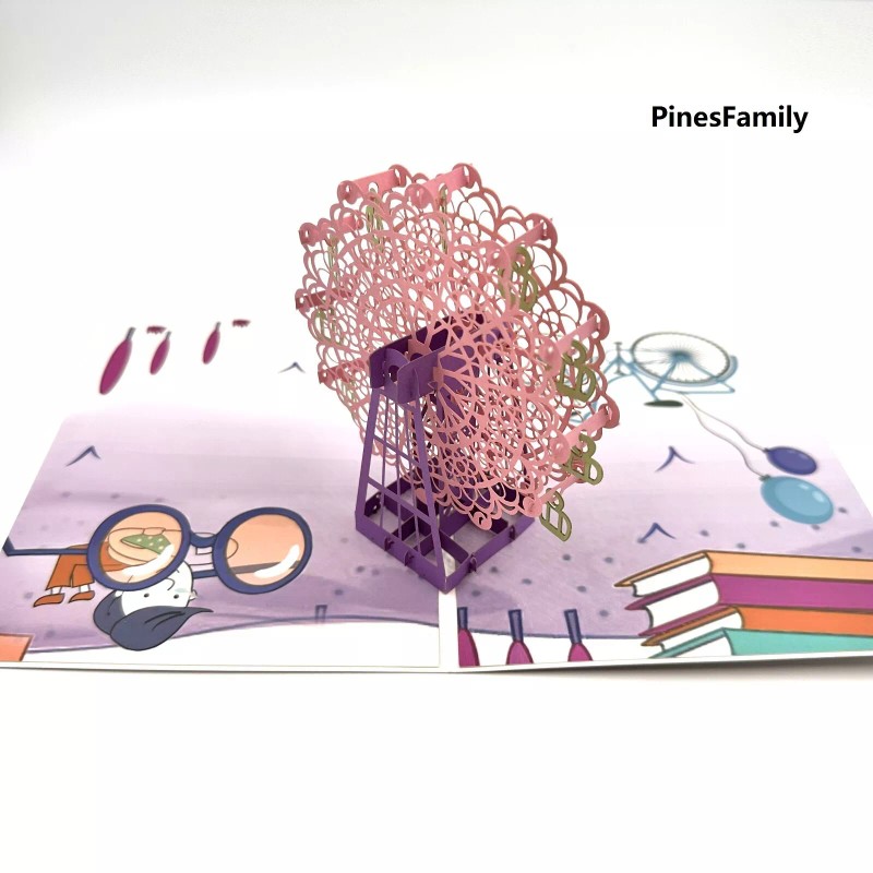 PinesFamily S04-3D Pop up Ferris Wheel Greeting Card