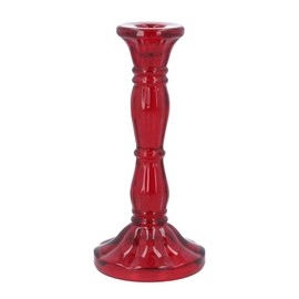 Gisela Graham Red Glass Moulded Candlestick (Large)