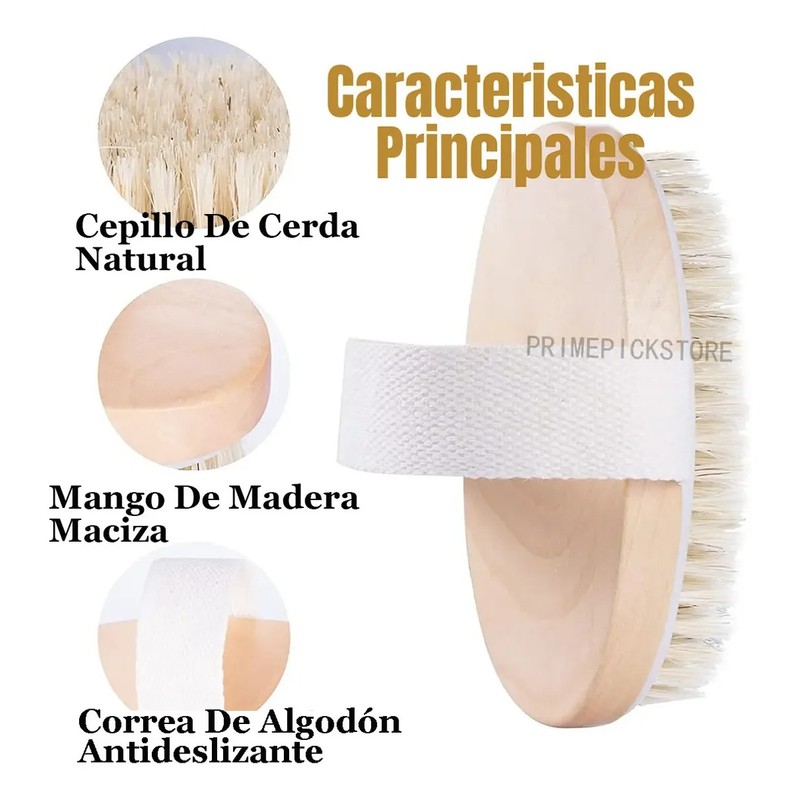 4pcs Cepillo Corporal De Cerdas Natural Exfolia Piel Muerta