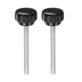sourcing map 2pcs Knurled Clamping Knobs M6 x 60mm Metric Zinc Plated Carbon Steel Male Thread Thumb Screw on Type 30mm Plastic Round Head Threaded Hand Bolt Stud Knobs Black