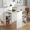 Tangkula Small White Desk with 3-Tier Bookshelf, Modern Simple Home